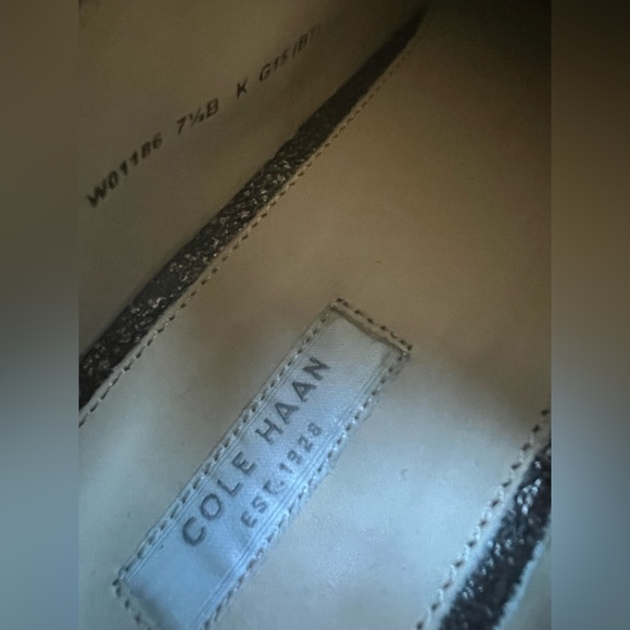 New COLE HAAN Grand Os Metallic Golden Leather Oxfords Flats Size 7.5 - Picture 6 of 6
